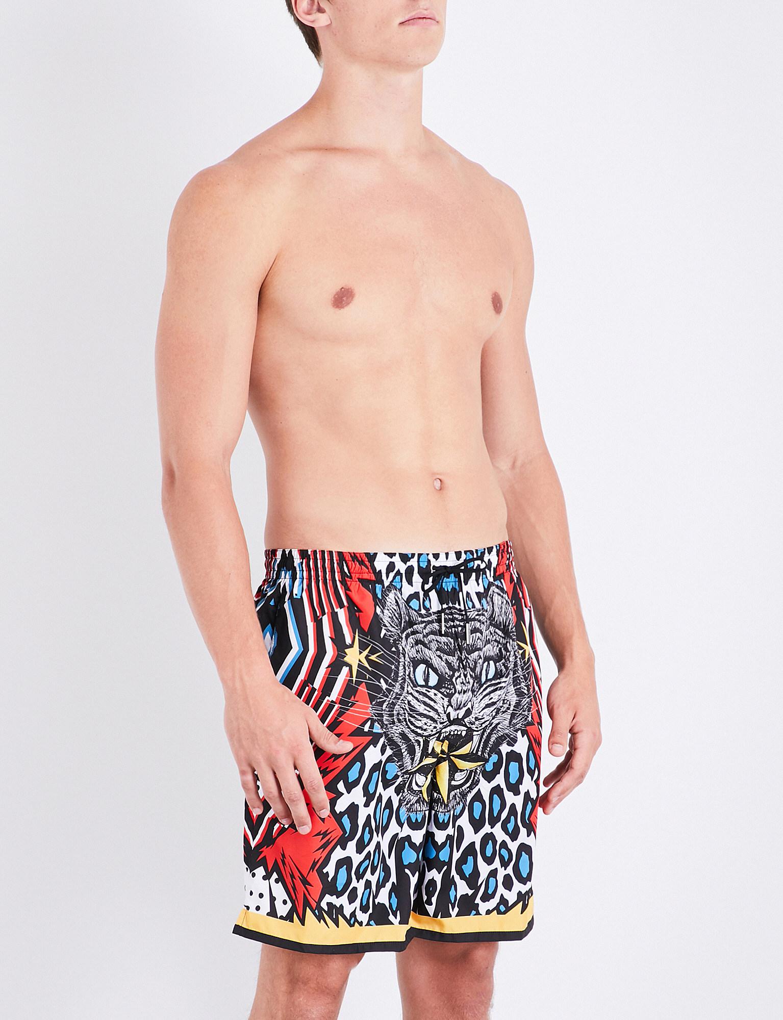 tiger print swim trunks