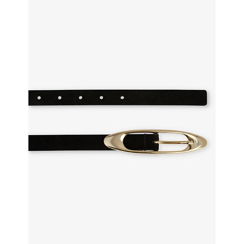 Reiss Selfridges Belts Womens Reiss Edna Flat-Edge Buckle Leather
