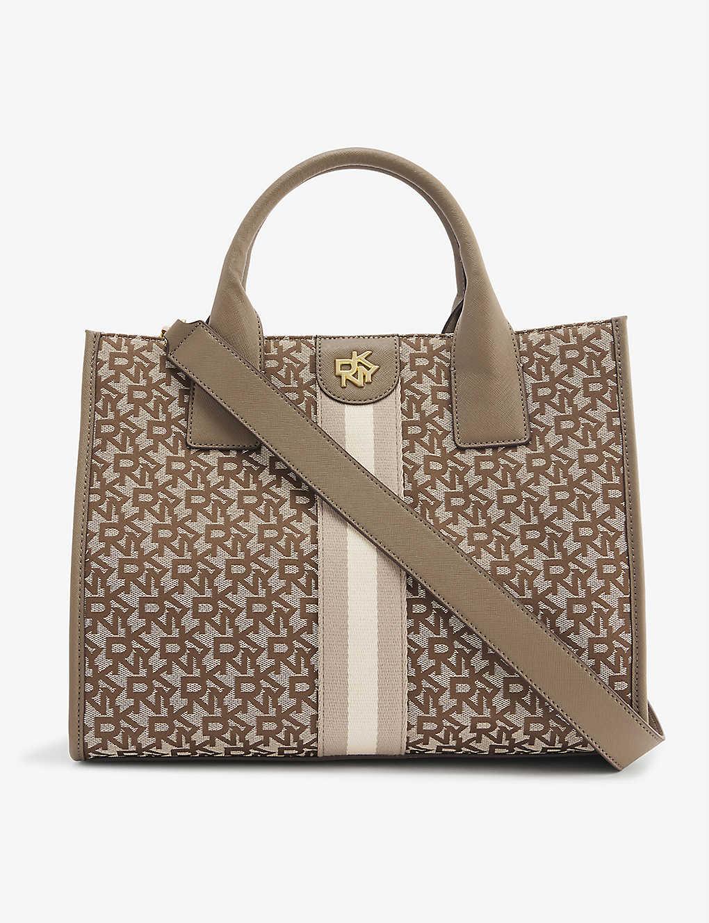 DKNY Carol Brandlogo Medium Woven Tote Bag in Brown Lyst