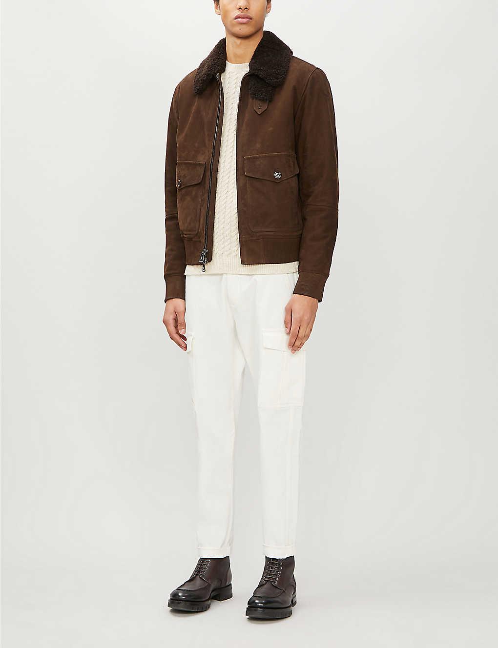 Ralph Lauren Purple Label Kingston Suede And Shearling Bomber Jacket in  Brown for Men | Lyst