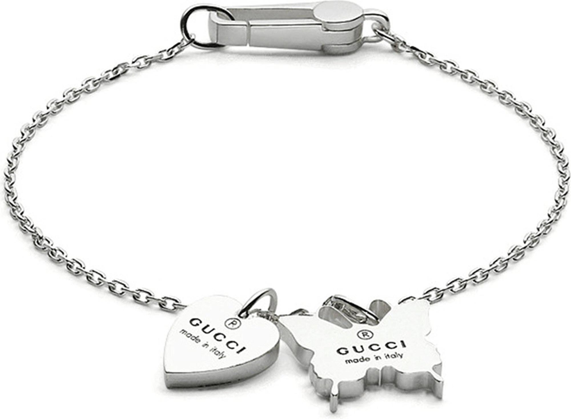 Gucci Heart & Butterfly Charm Bracelet in Silver (Metallic) - Lyst