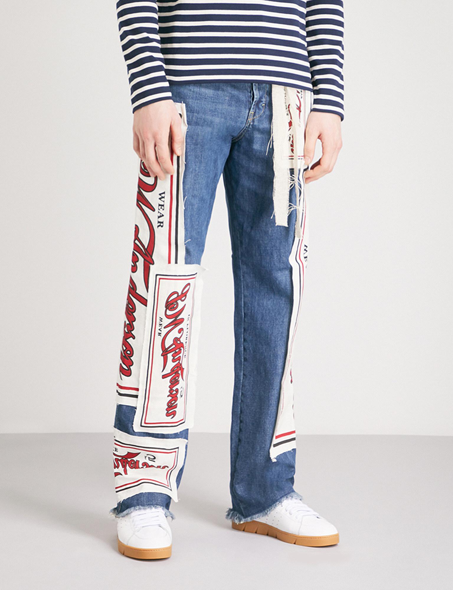 JW Anderson Branded Appliqué Regular-fit Straight Jeans in Blue for Men |  Lyst