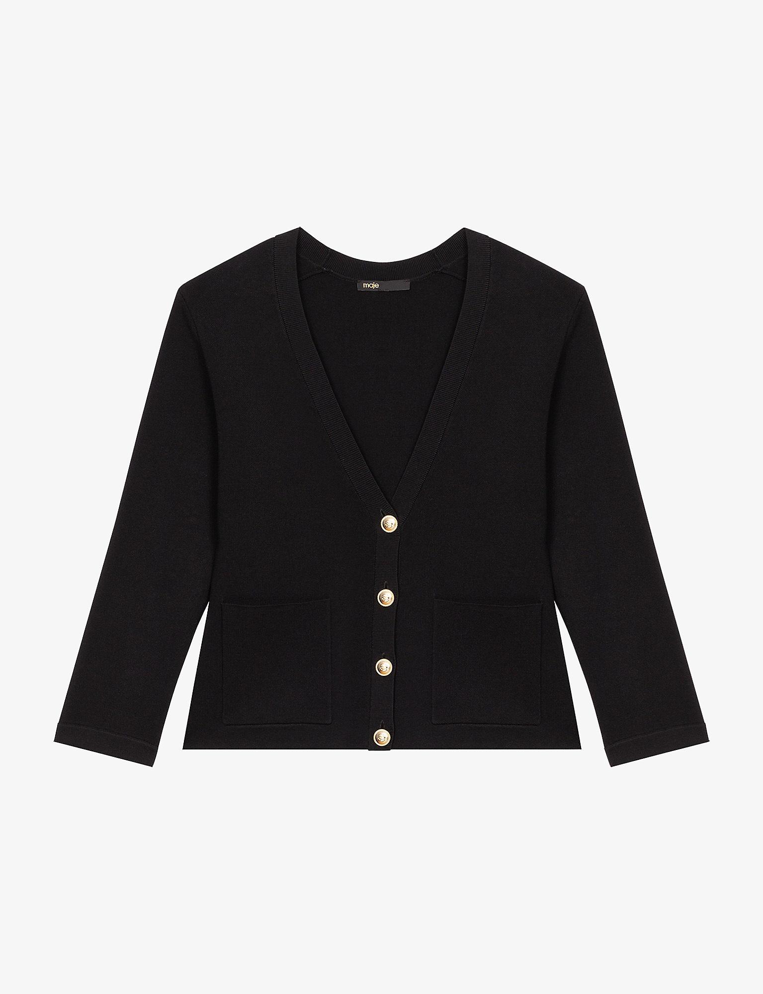 Maje Synthetic Main Slimfit Stretchknit Cardigan in Black Lyst Canada