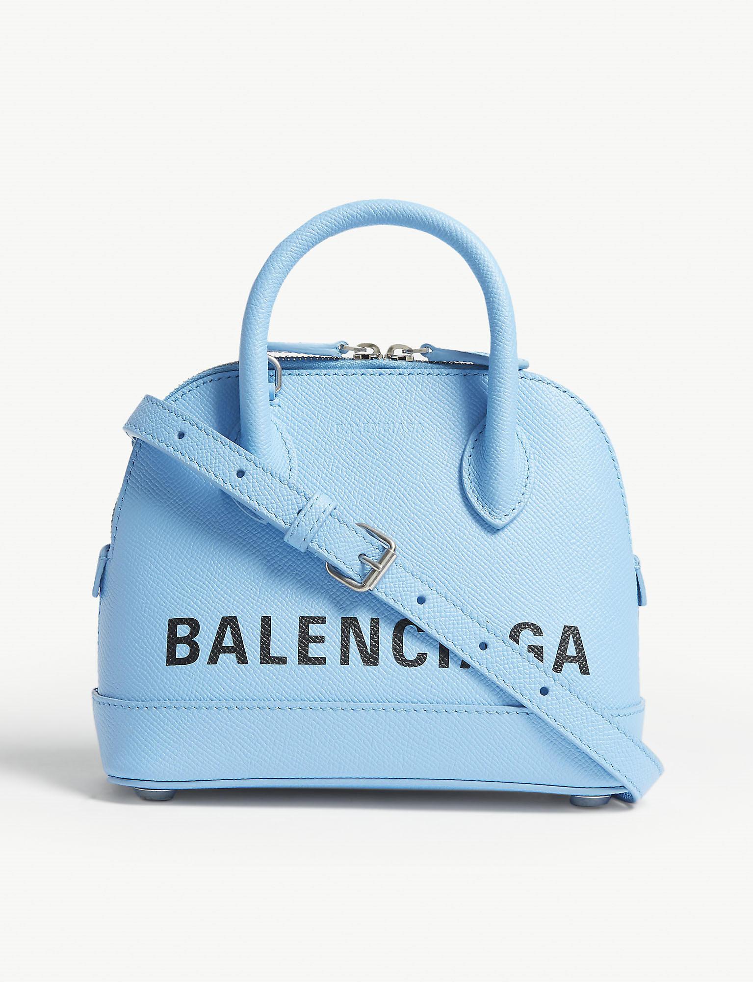 Balenciaga Leather Mini Ville Shoulder Bag in Baby Blue (Blue) | Lyst