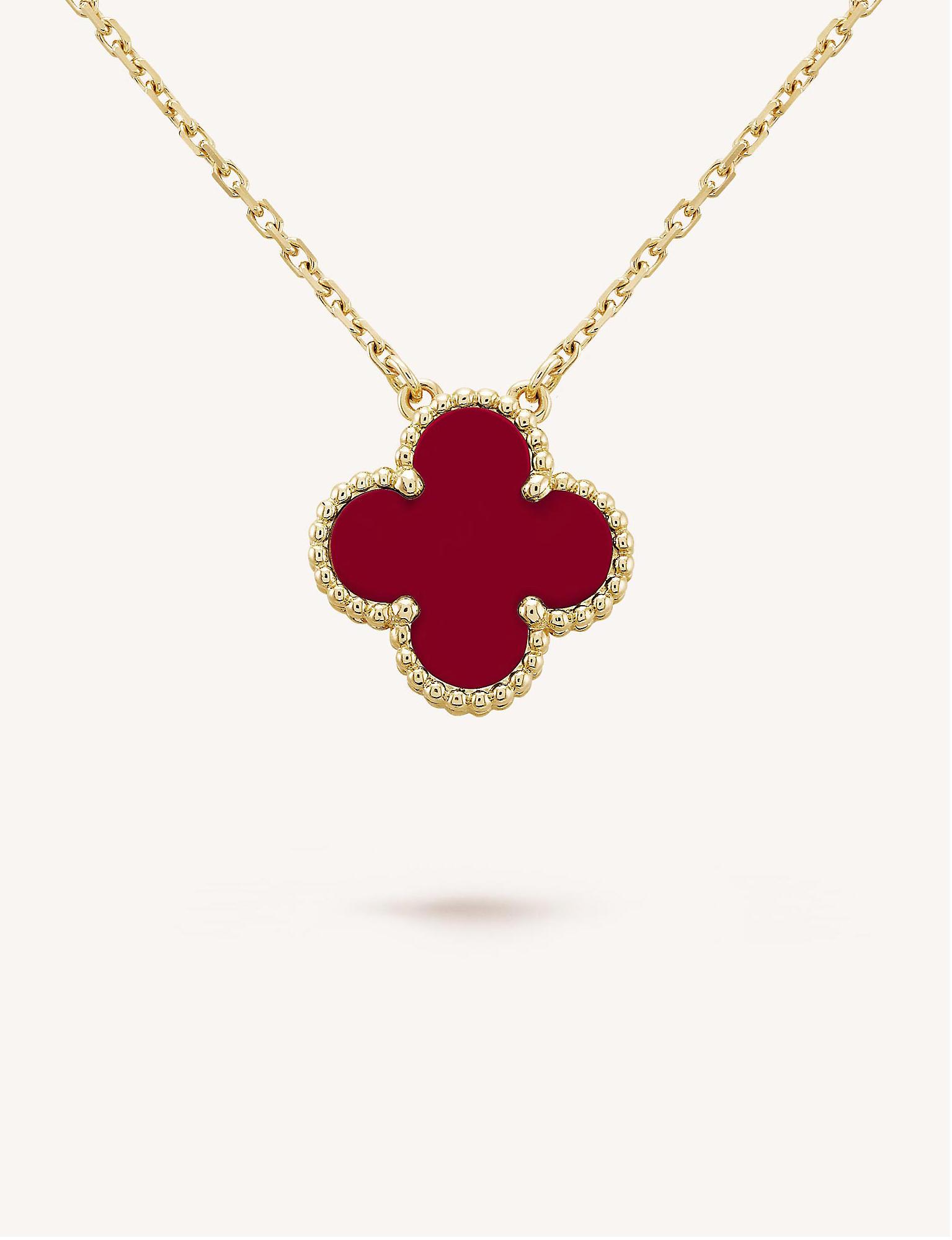 Van cleef carnelian alhambra necklace sale
