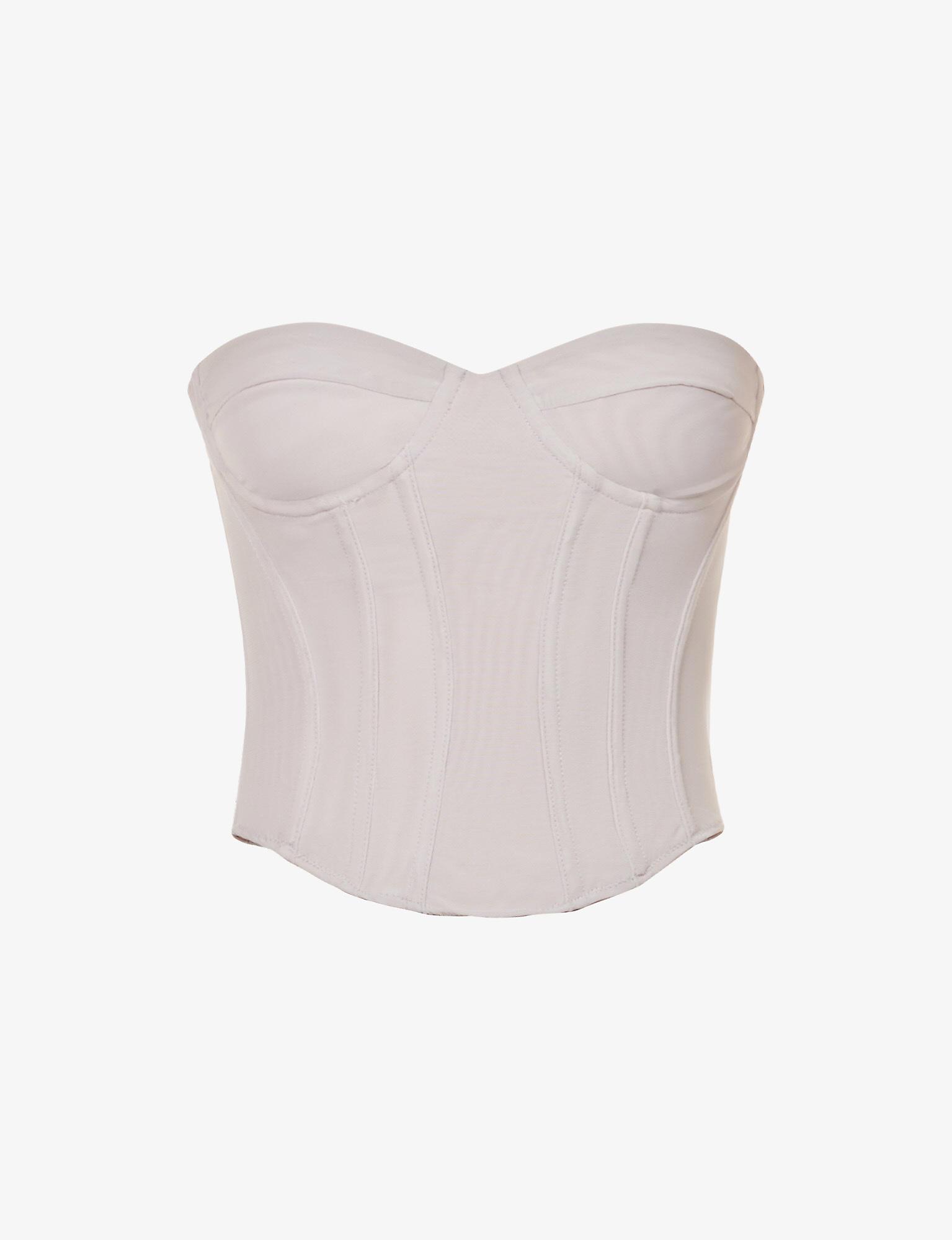 House Of Cb Demi Balconette-corset Stretch-woven Top in White | Lyst
