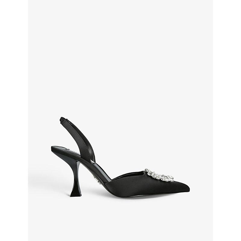 Steve Madden Neala Crystal-embellished Satin Sandals in Black | Lyst