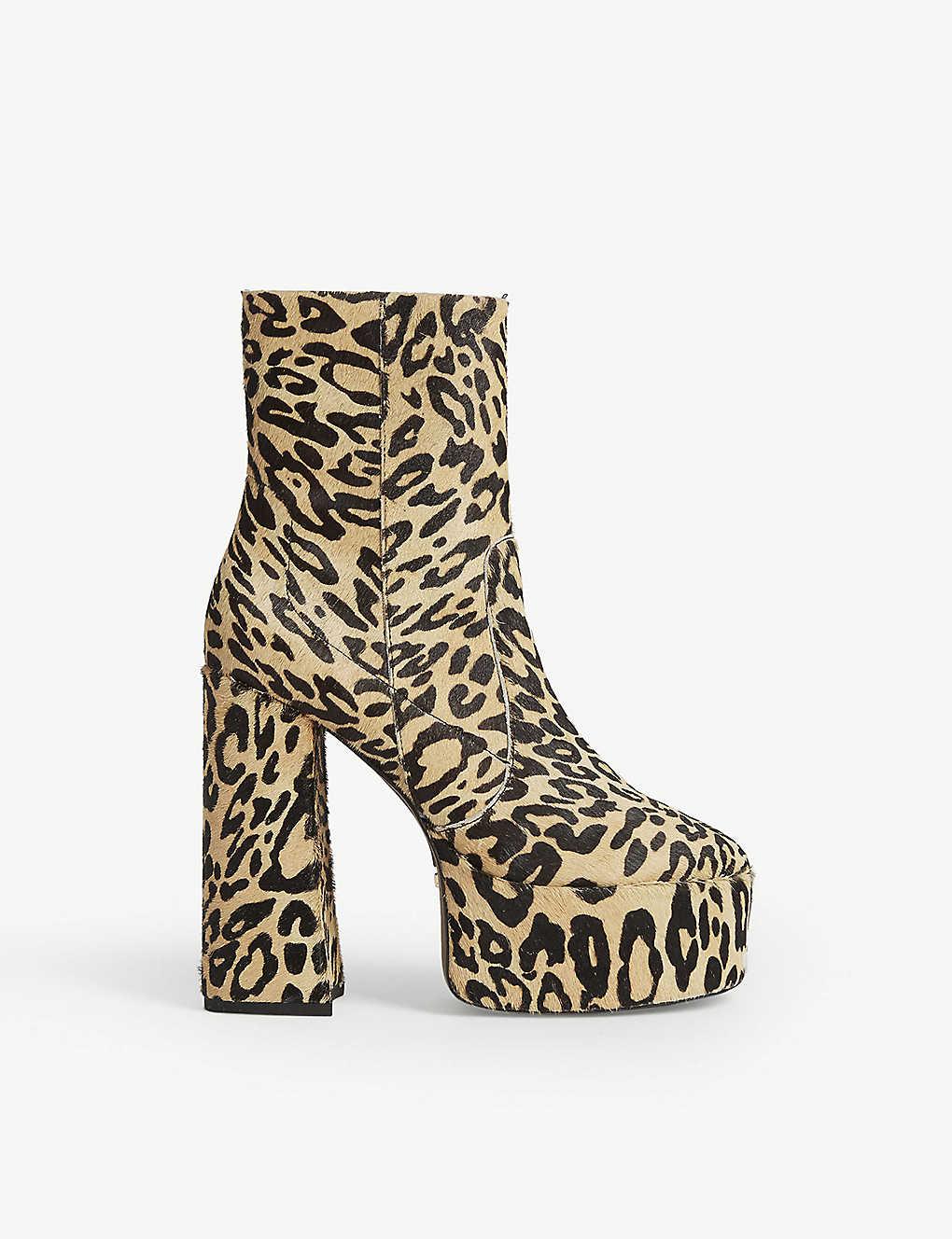 TOPSHOP Electric Leather Leopard Print Platform Boots in Brown | Lyst Canada