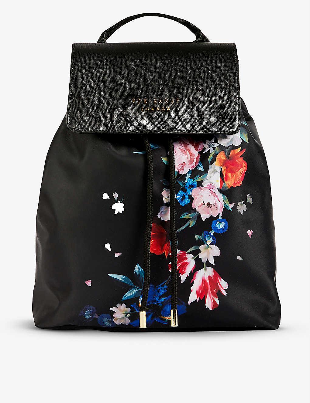 Ted Baker Vall Floral-print Shell Backpack in Black