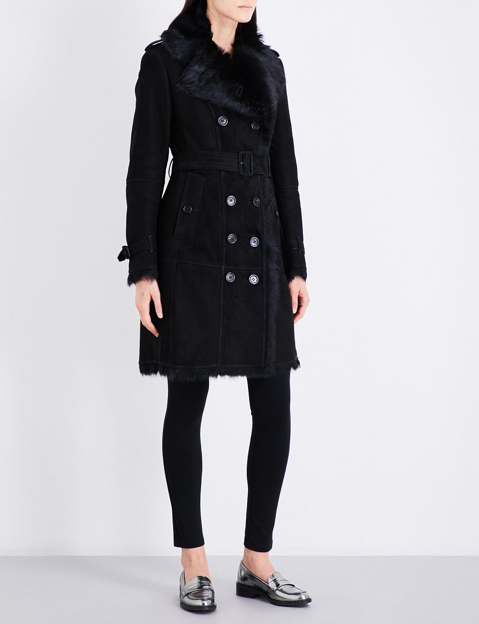 burberry shearling trench coat
