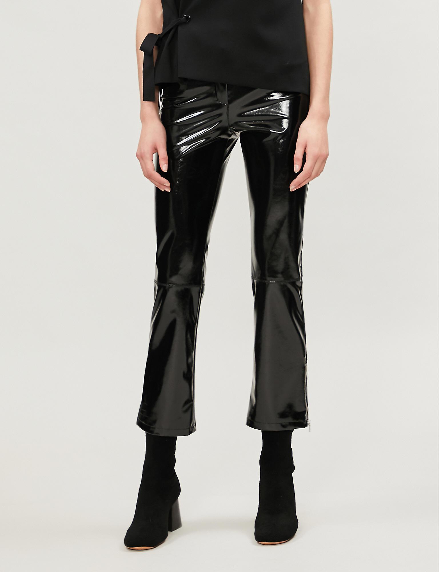 Maje Paveli Zipped-cuff High-rise Vinyl Trousers in Black | Lyst