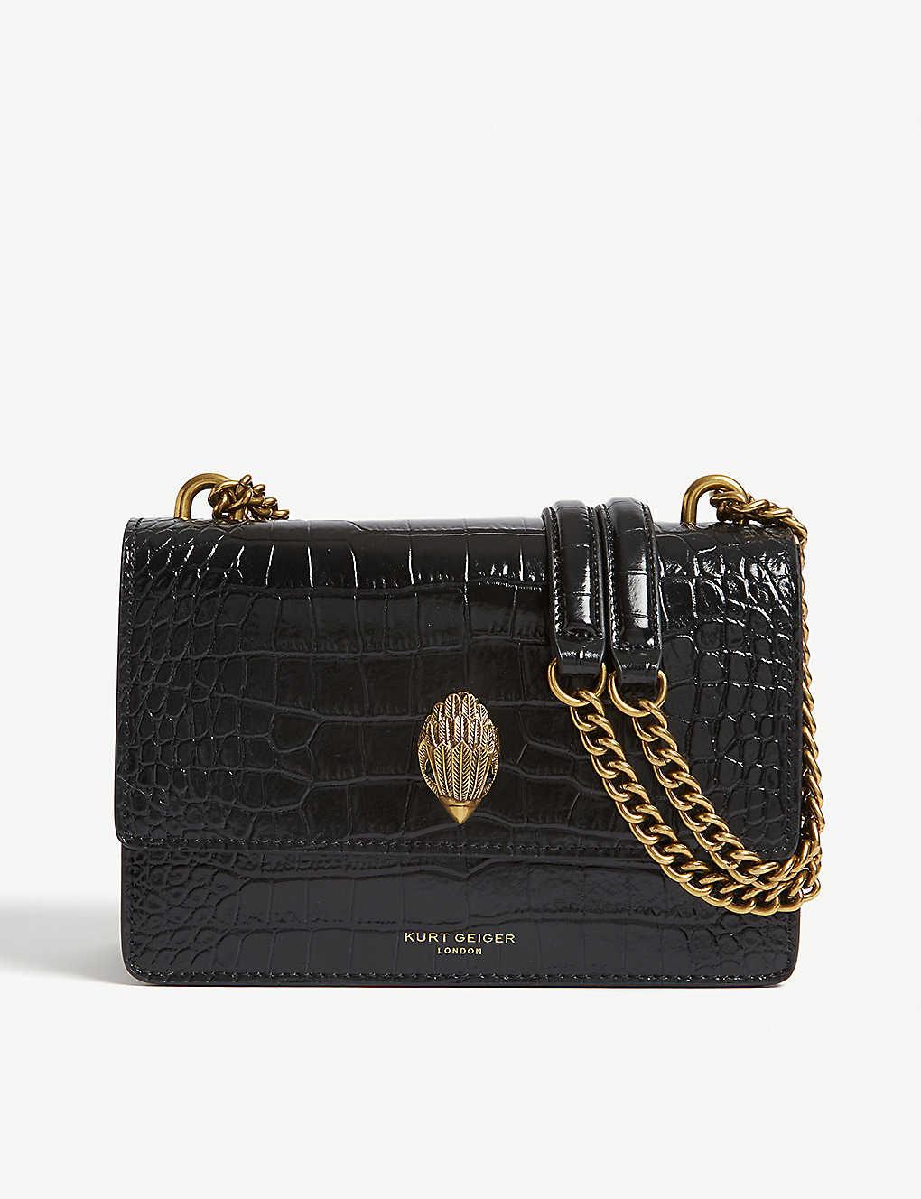 Kurt Geiger Ladies Black Leather Crocodileembossed Shoreditch Crossbody Bag Lyst