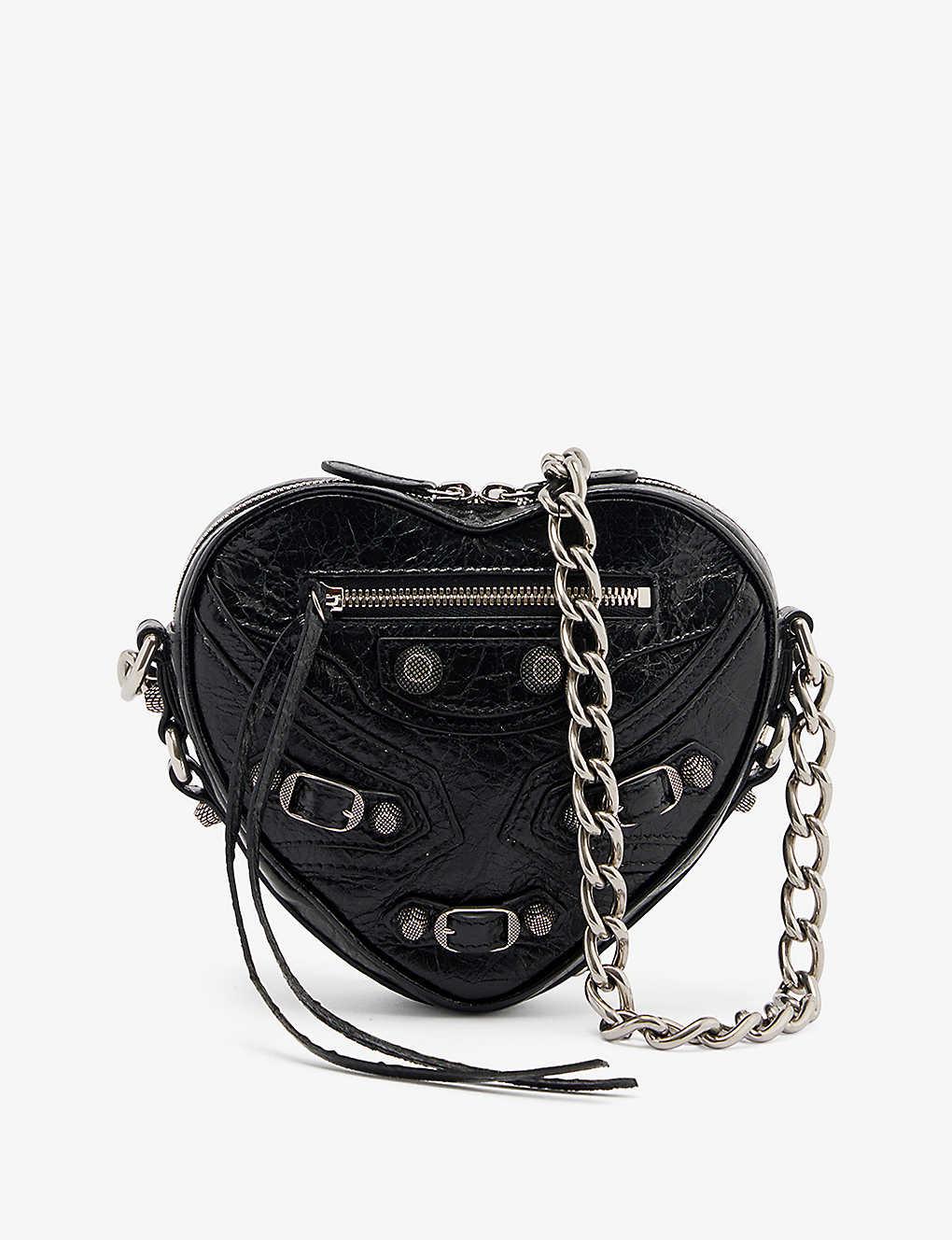 Balenciaga Le Cagole Heart Mini Leather Shoulder Bag in Black | Lyst