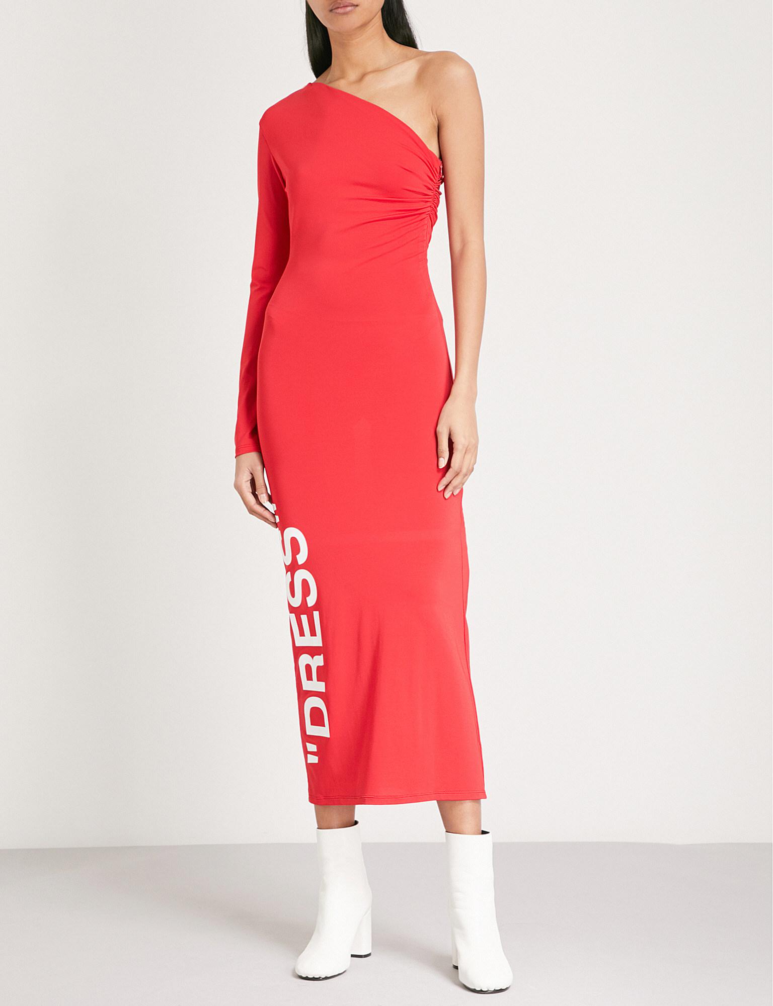 off white red dress