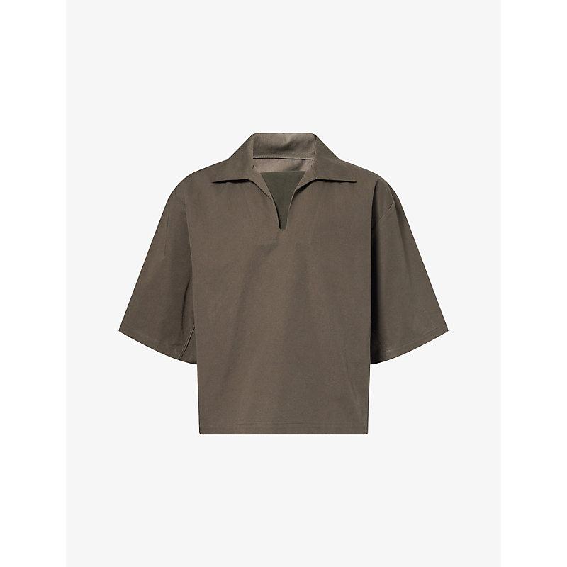 Seventh Football Box-Fit Cotton-Blend Polo Top in Brown for Men