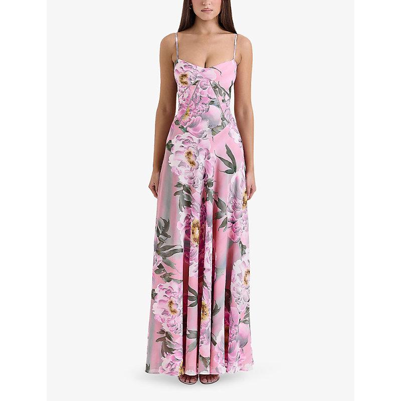 red maxi formal dress Shahida Parides Half Sleeve Red Maxi Dress with plunge v neck
