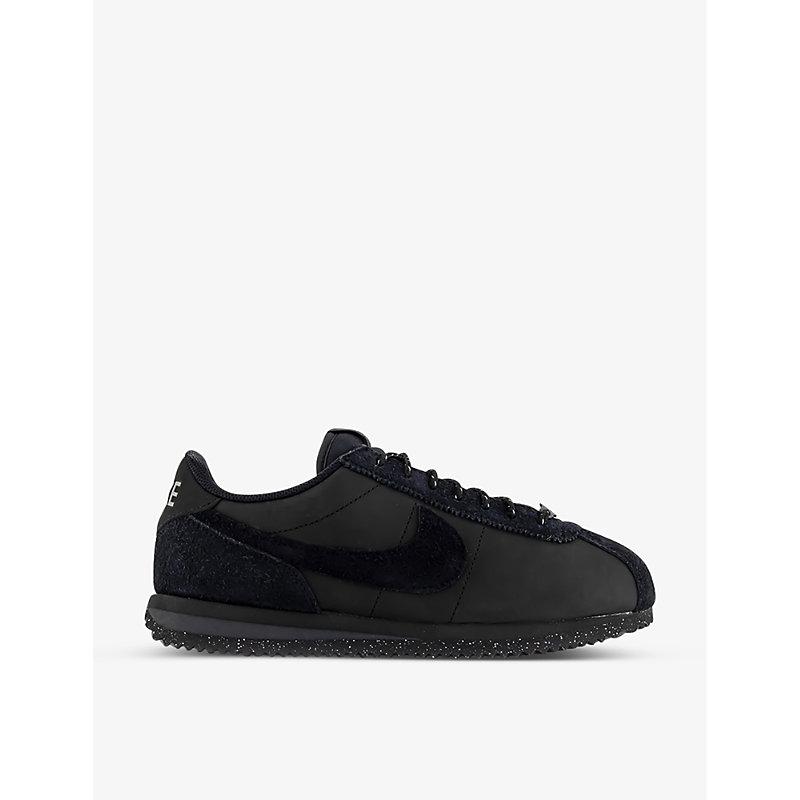 Nike Cortez Swoosh Leather Low-top Trainers in Black for Men | Lyst