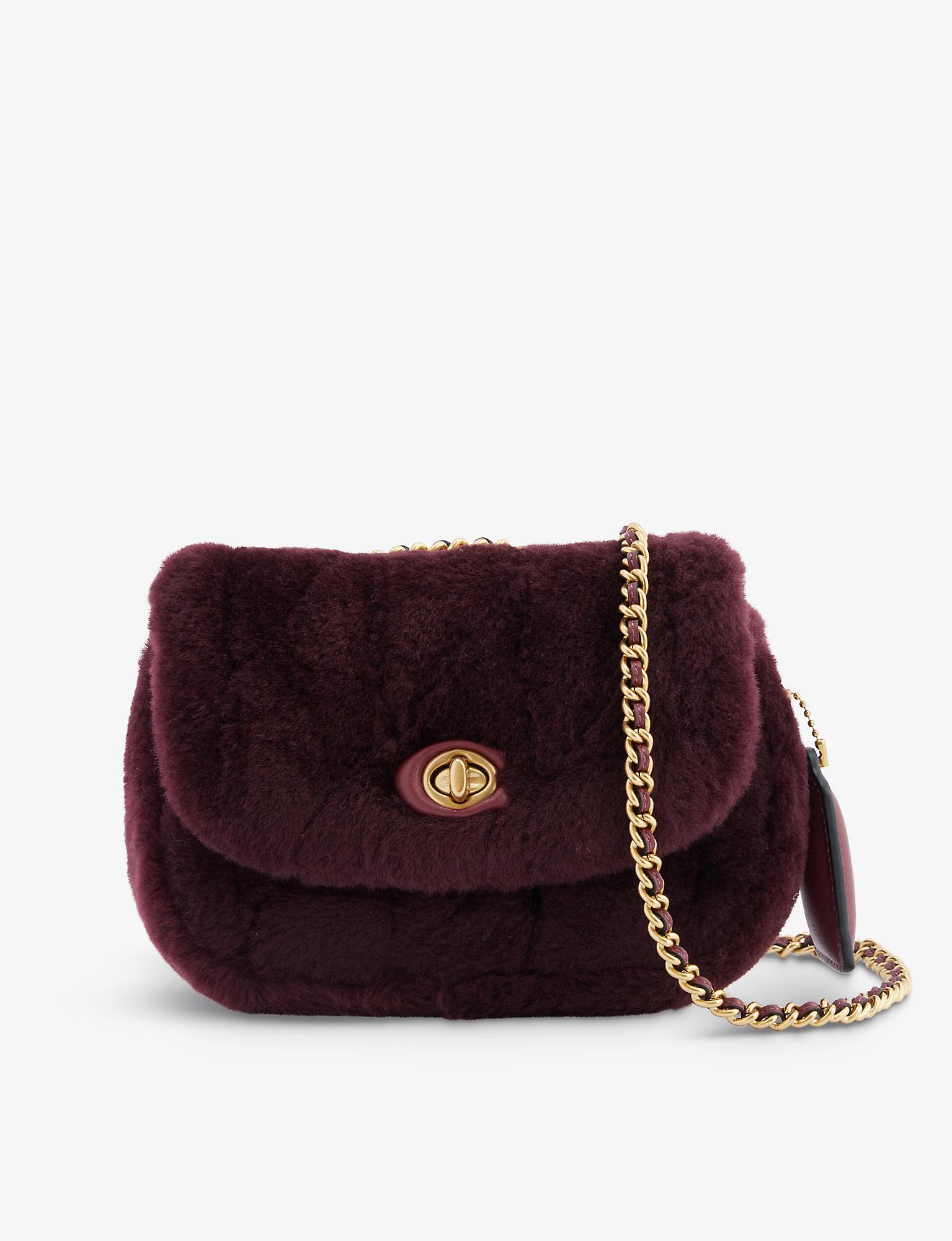 COACH Madison Quilted Shearling And Leather Shoulder Bag in Red Lyst