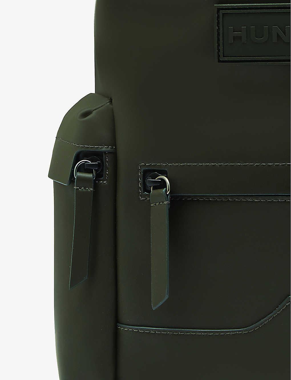 HUNTER Original Top Clip Rubberised Mini Leather Backpack in Dark 