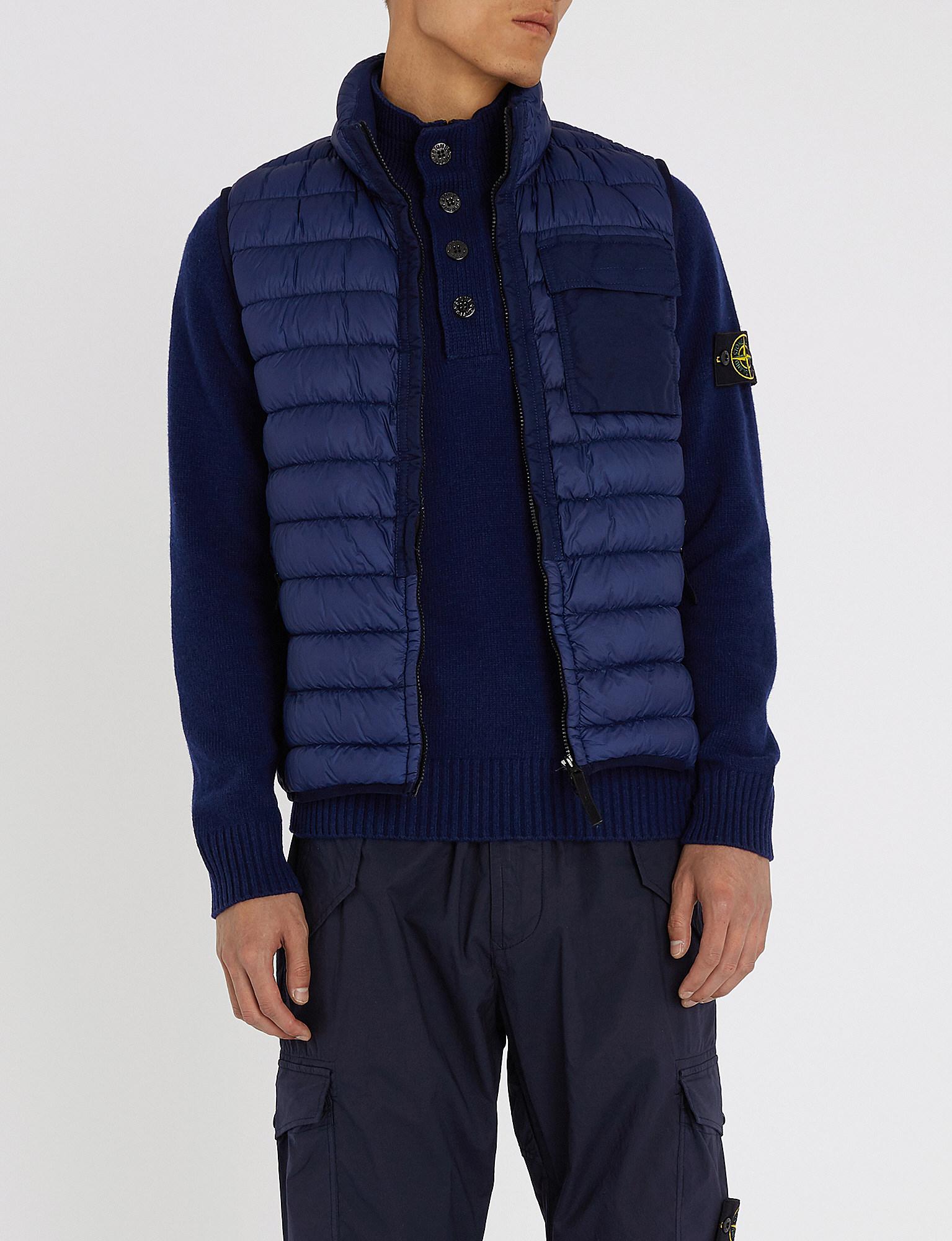 Stone Island Synthetic Padded Down-filled Gilet in Blue for Men | Lyst