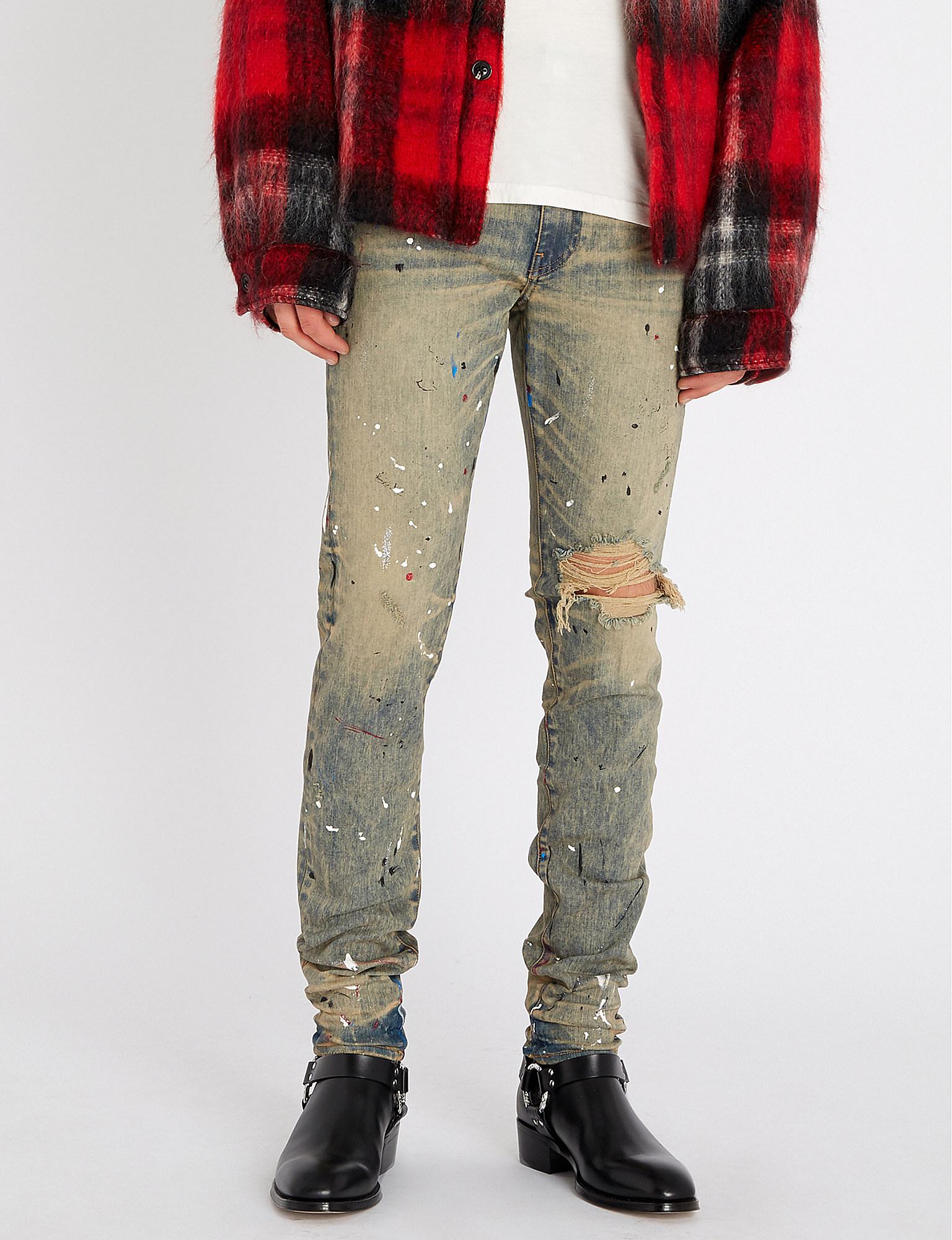 amiri broken paint splatter jeans