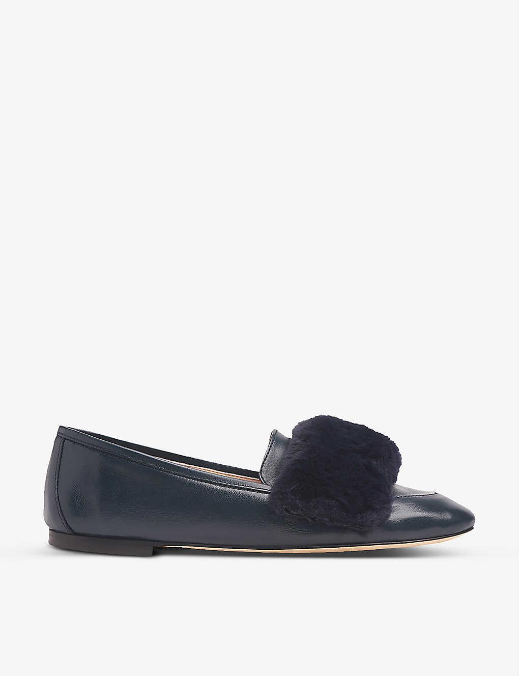 Fur trim loafers Clearance