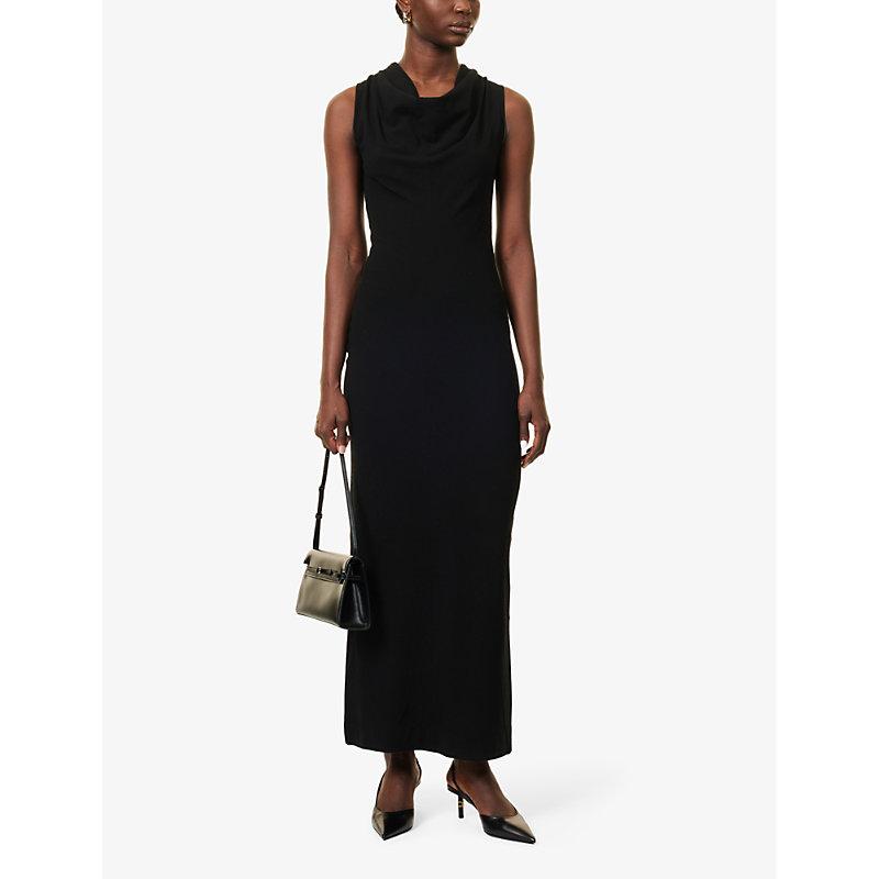 SS25【TOTEME】Maxi Dress in Wool with Cowl Neck Sleeveless TOTEME cowl-neck Maxi Dress | Black | FARFETCH