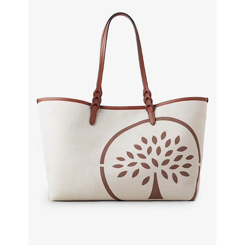 Mulberry Logo-print Canvas Tote Bag in Metallic | Lyst