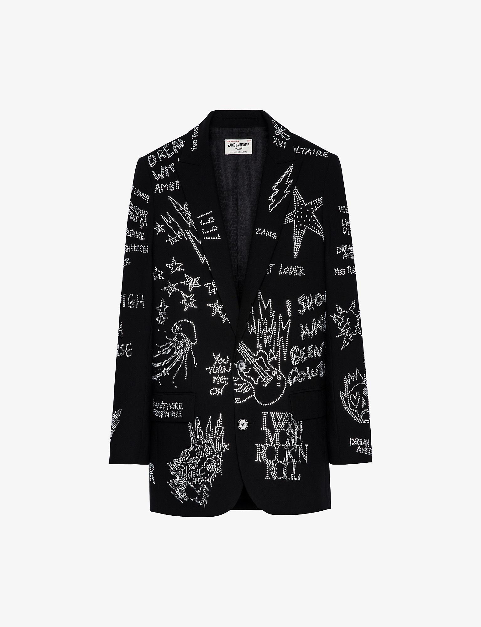 Zadig & Voltaire Viva Strass Rhinestone-embellished Woven Blazer in Black |  Lyst
