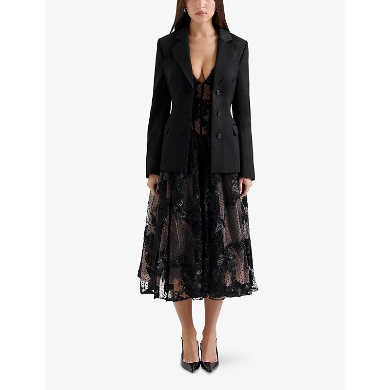 House Of Cb Aviva Tailored Hourglass Stretch-Woven Jacket in Black