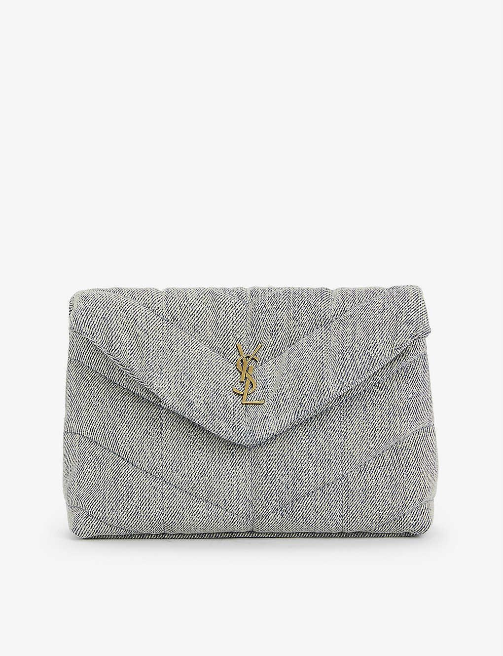 Saint Laurent Monogram Denim Clutch Bag in Blue