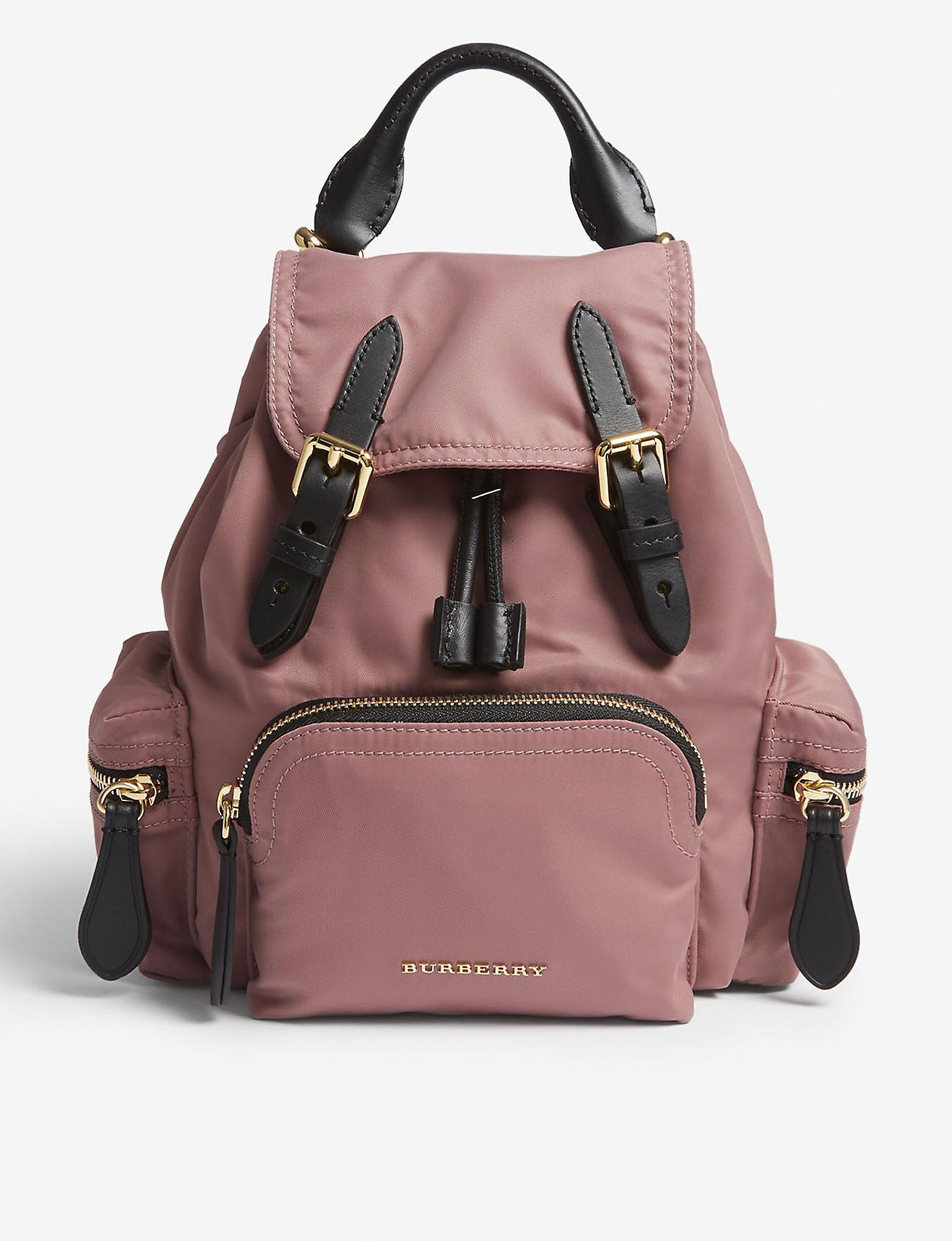 Burberry Synthetic Shell And Leather Backpack in Mauve Pink (Pink) - Lyst