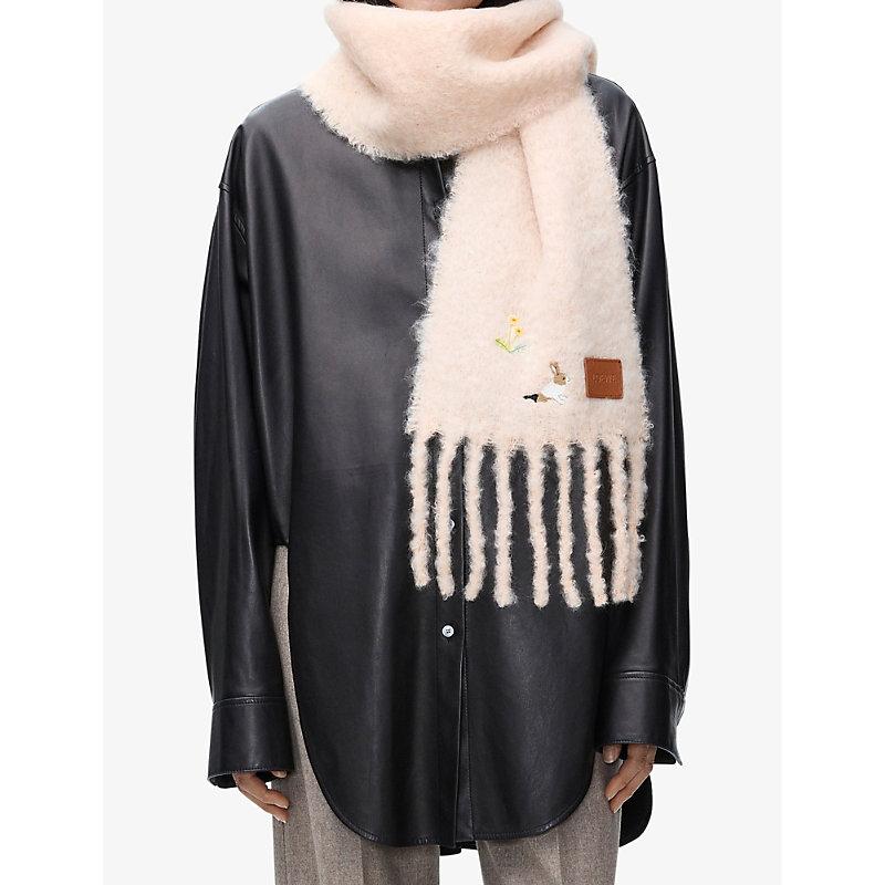 Loewe Bunny Anagram-Embroidered Mohair And Wool-Blend Scarf