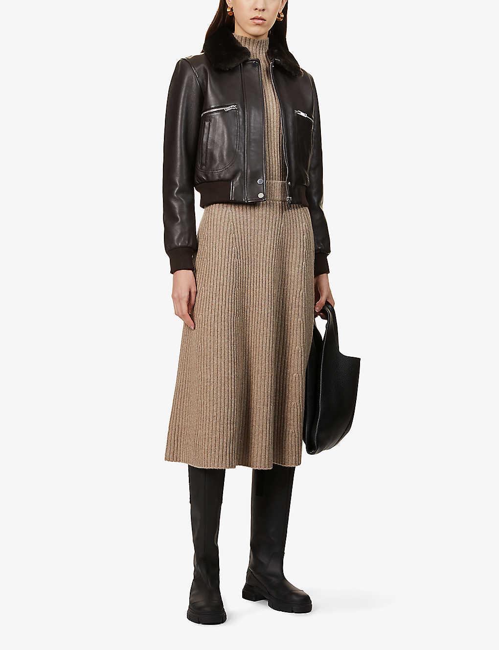 maje shearling leather jacket