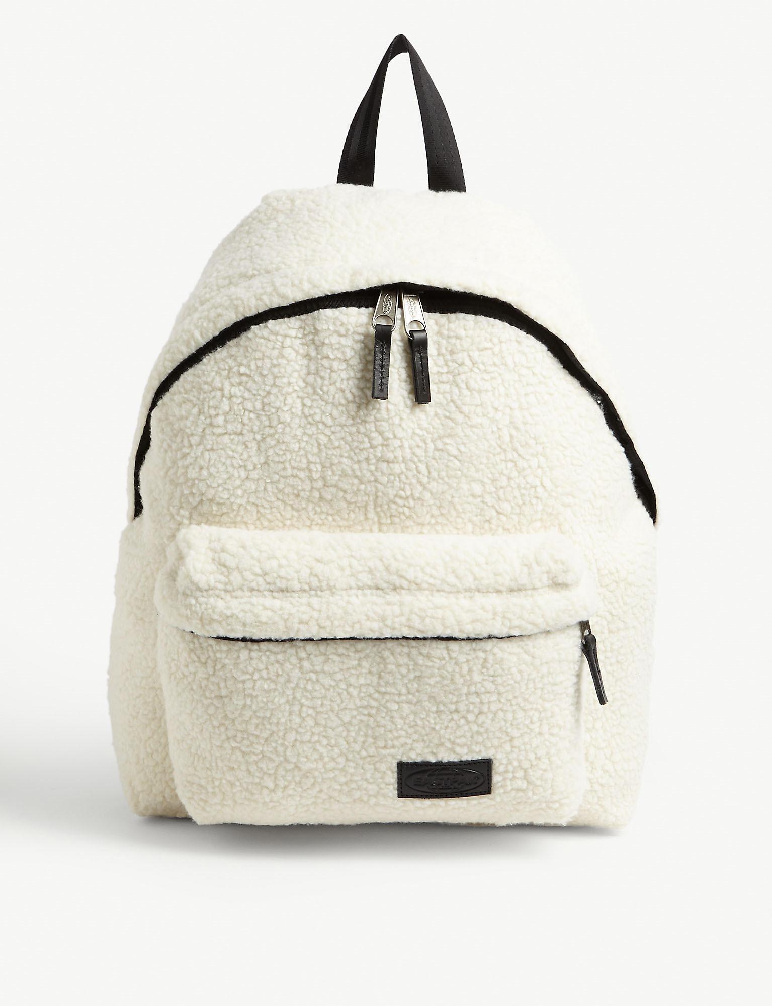 Eastpak Padded Pak'r Ecru Teddy Backpack in Natural Lyst