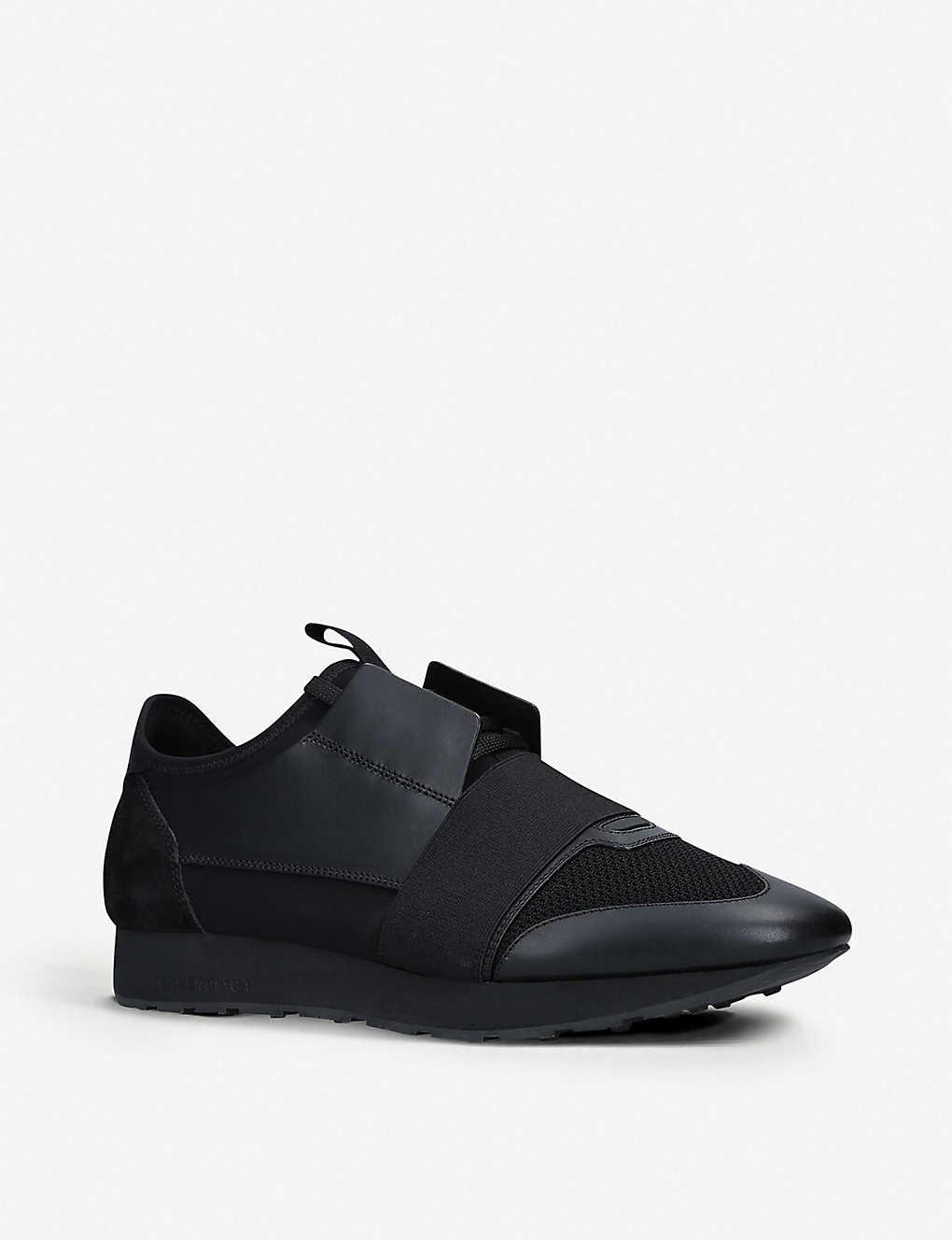 Balenciaga Race Runner Leather, Suede And Mesh Trainers in Black for Men |  Lyst