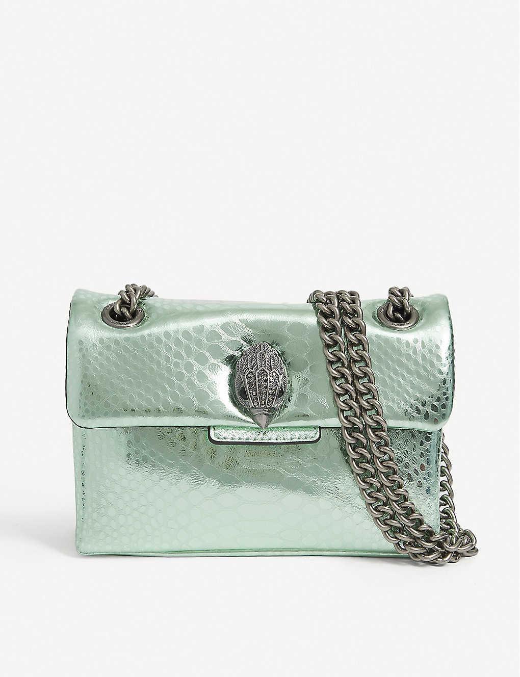 Mini Cylinder Bag in Snake Embossed Green Leather