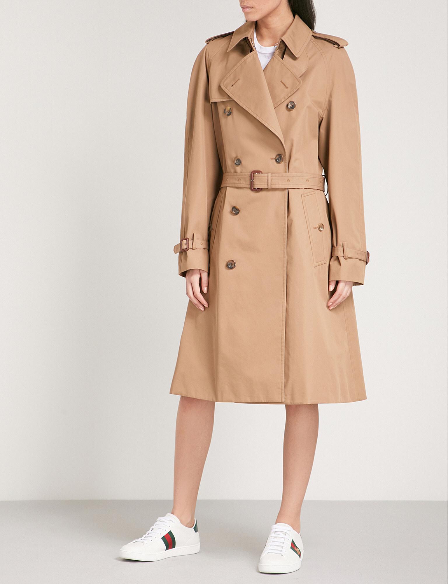 Gucci Cat-embroidered Cotton-blend Trench Coat in Natural