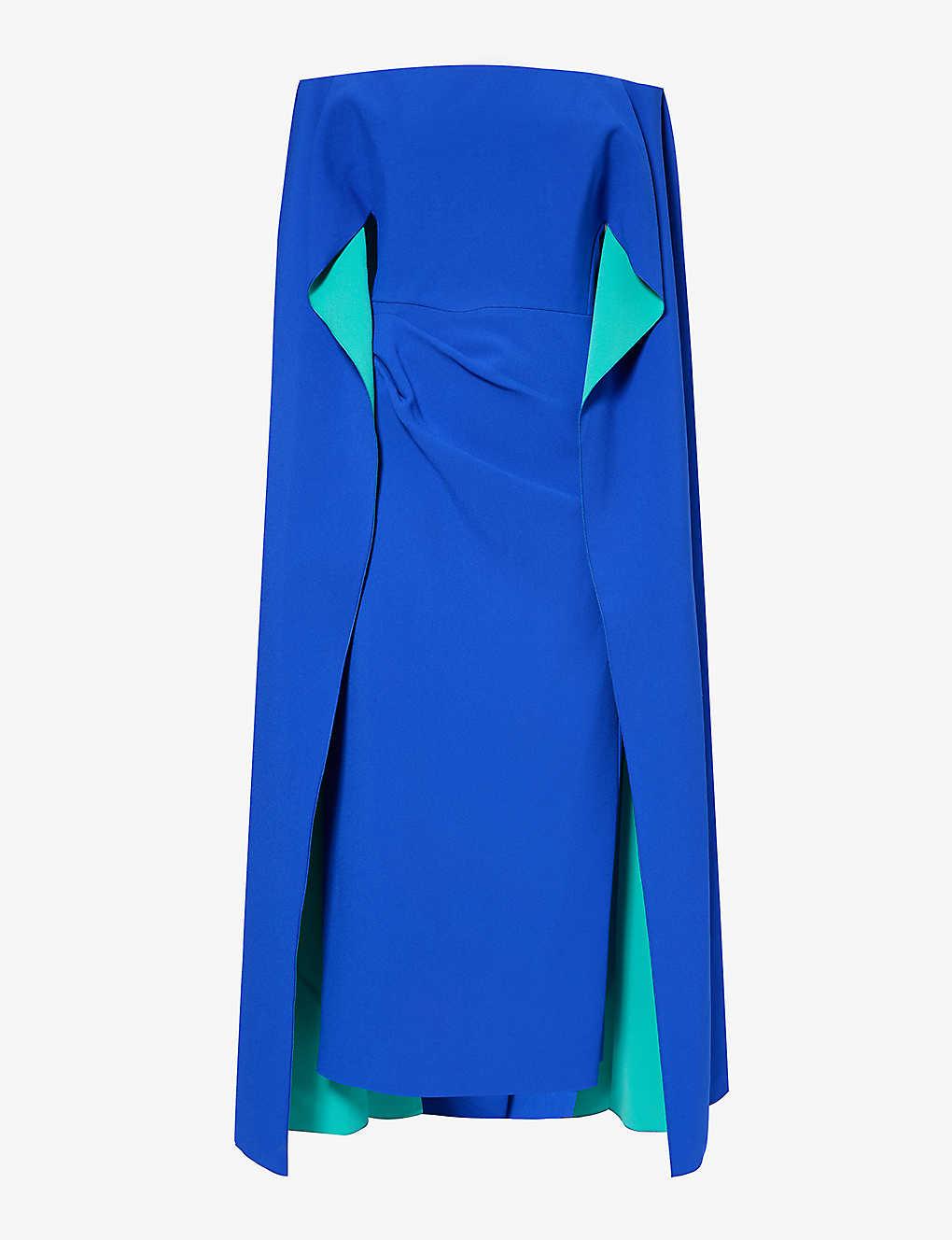 ROKSANDA Guiomar Drapedpanel Woven Maxi Dress in Blue Lyst