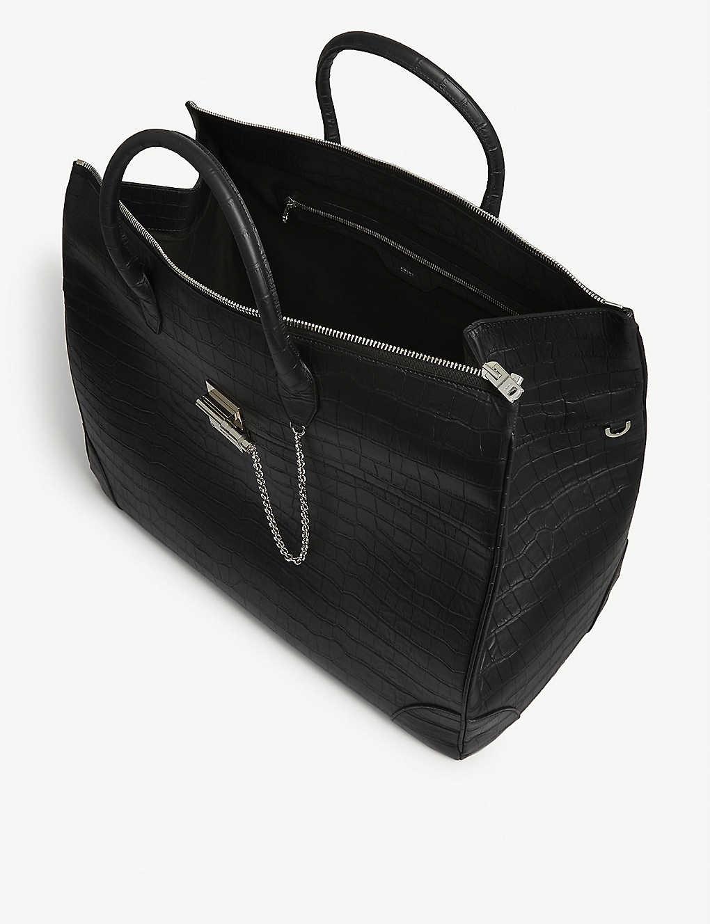 croc embossed tote bag