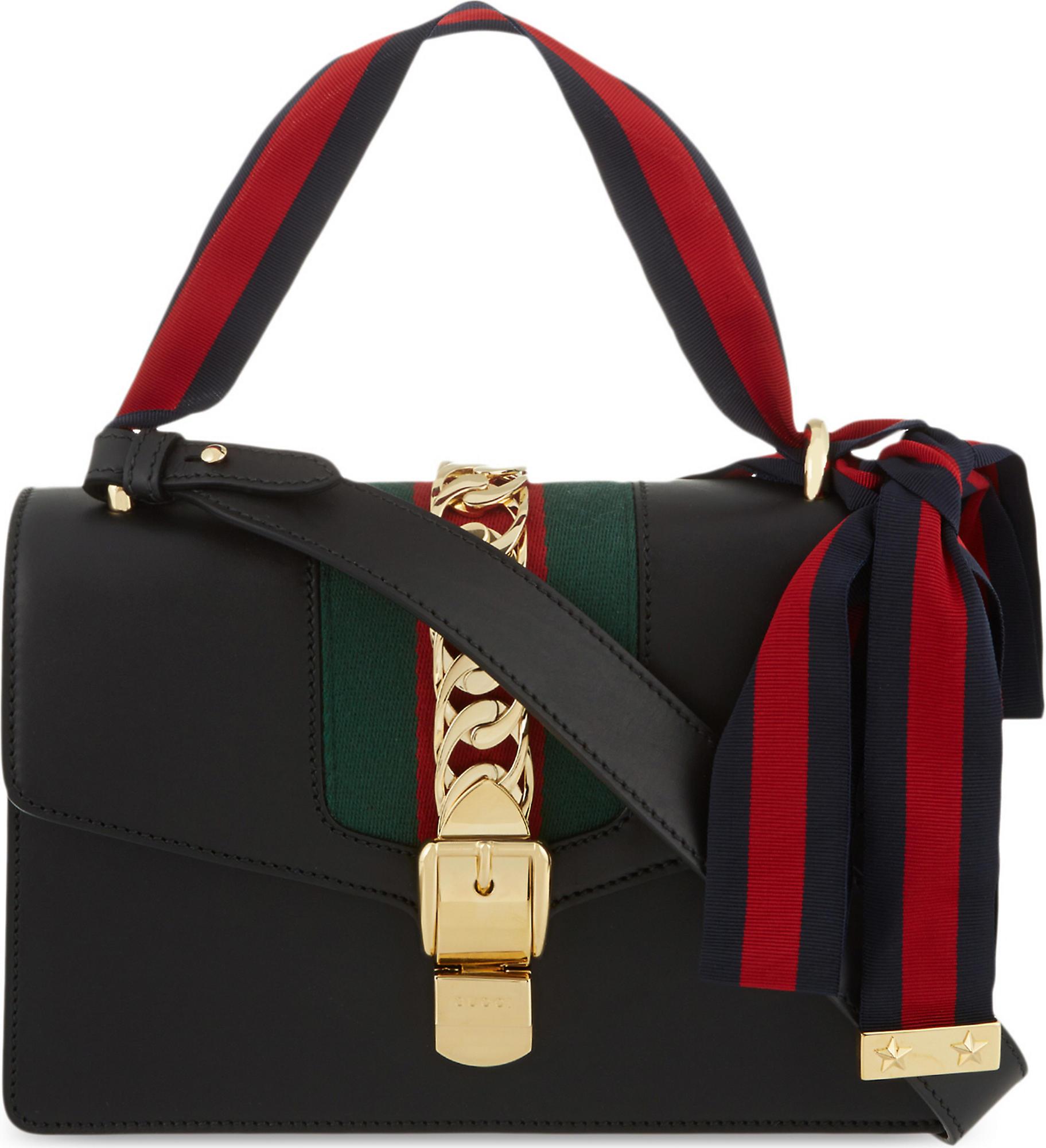 Gucci Leather Ribbon Strap Shoulder Bag in Black Lyst