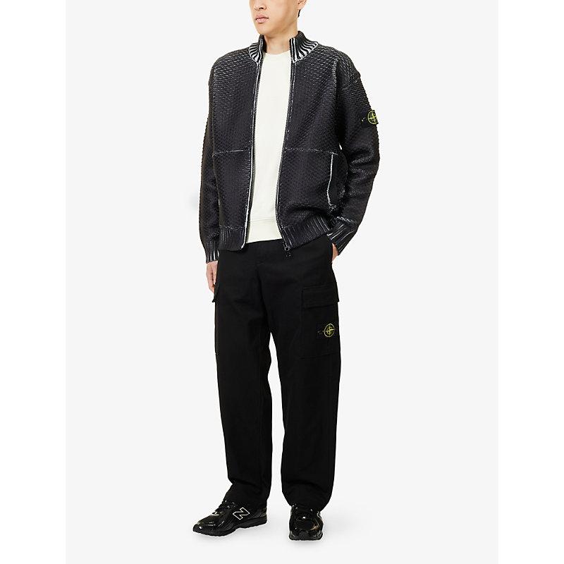 Stone Island Sublimatic-Print Textured Woven-Knitted Cardigan in - Main Image