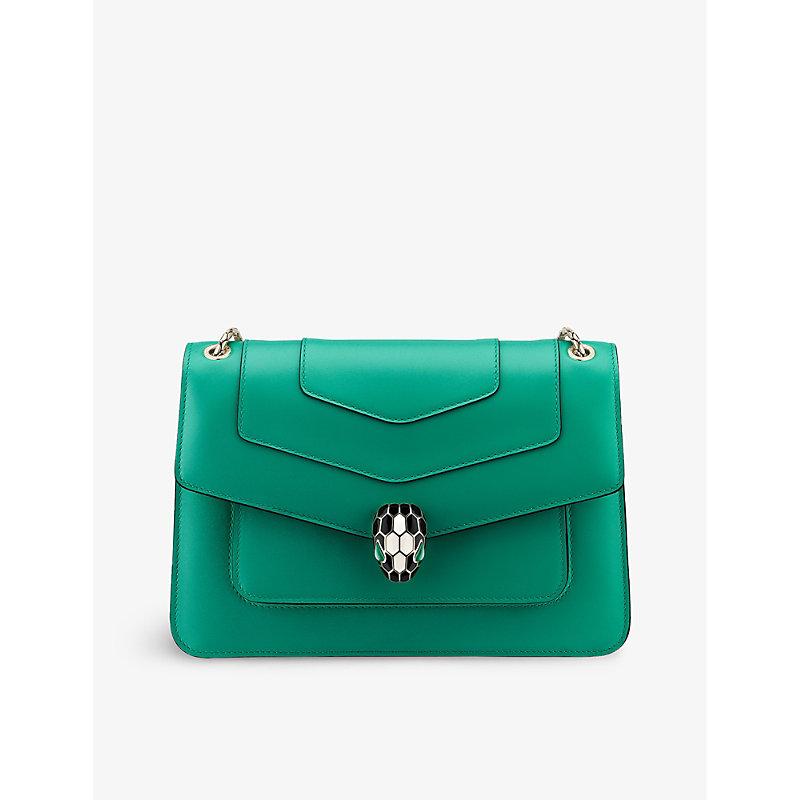 BVLGARI Forever Snake-clasp Leather Cross-body Bag in Green