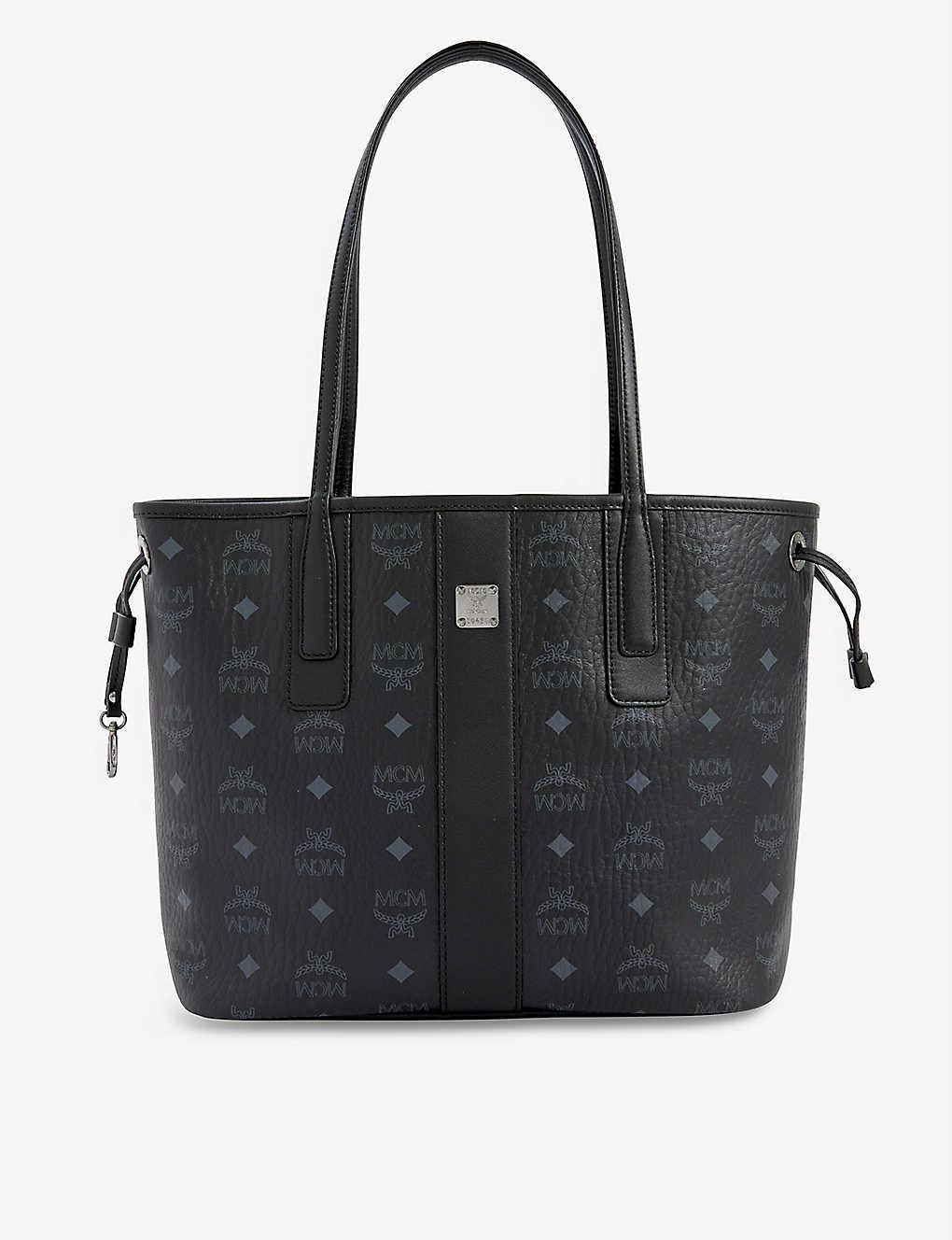 MCM Liz Small Coated Canvas And Leather Shoulder Bag in Black | Lyst