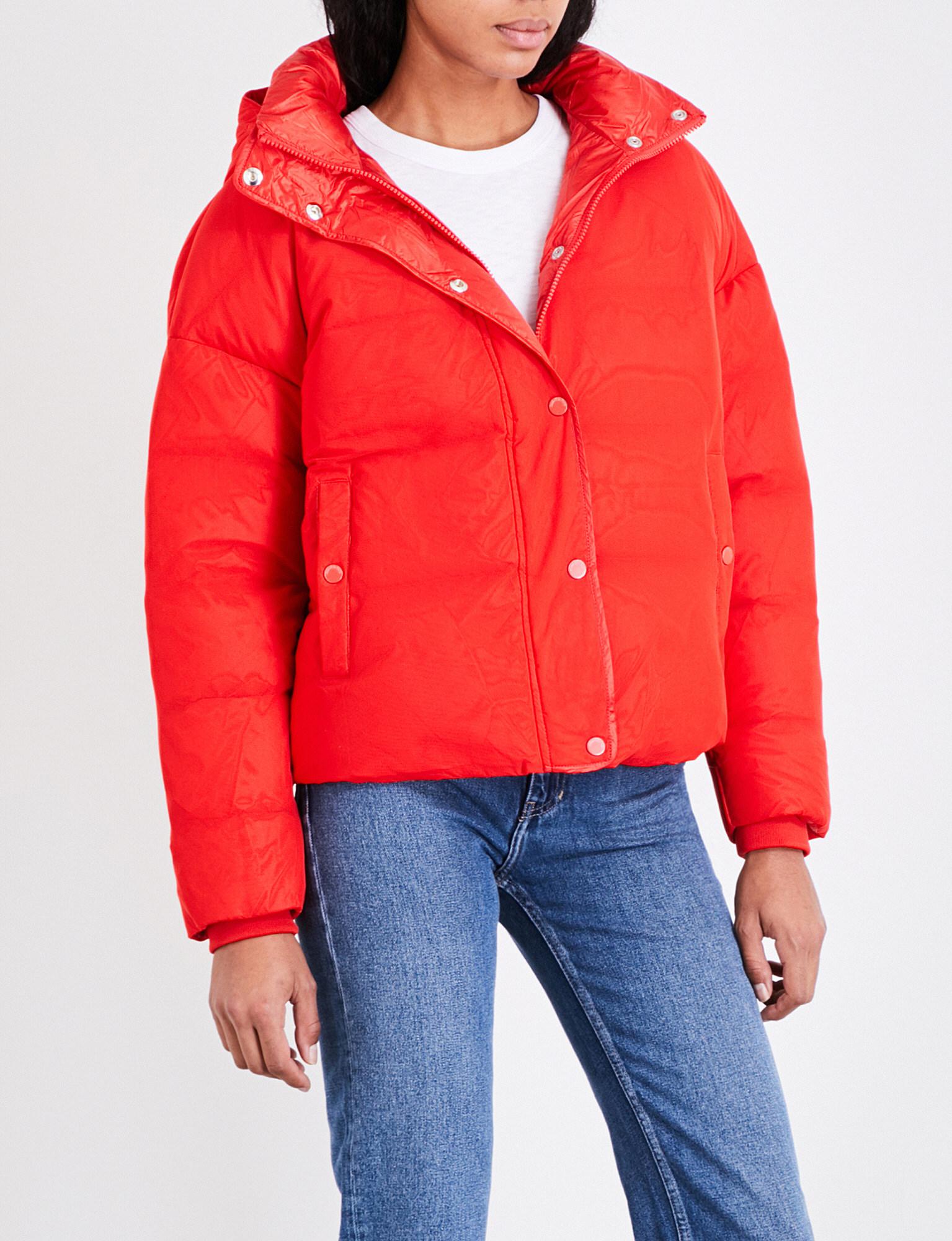 calvin klein red puffer jacket