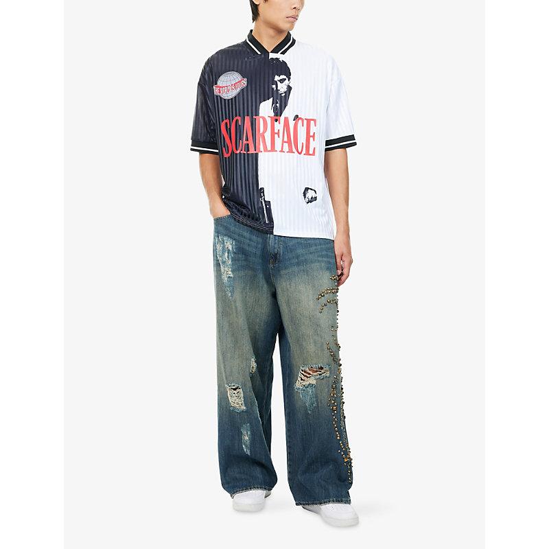 Trapstar X Scarface Graphic-Print Jersey T-Shirt in Blue for Men