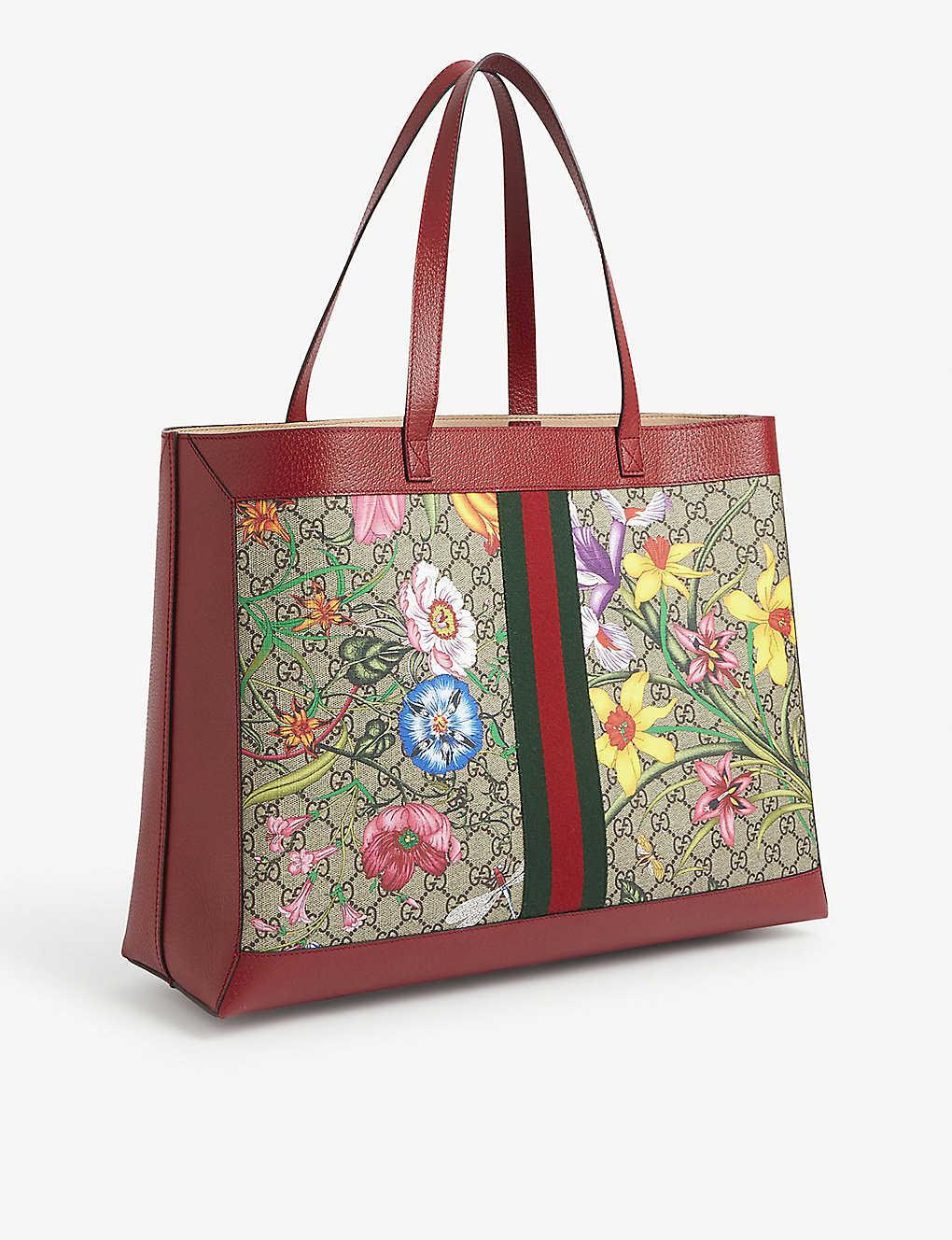 Gucci Canvas Ophidia Floral And GG Supreme Tote in Red - Save 43% - Lyst