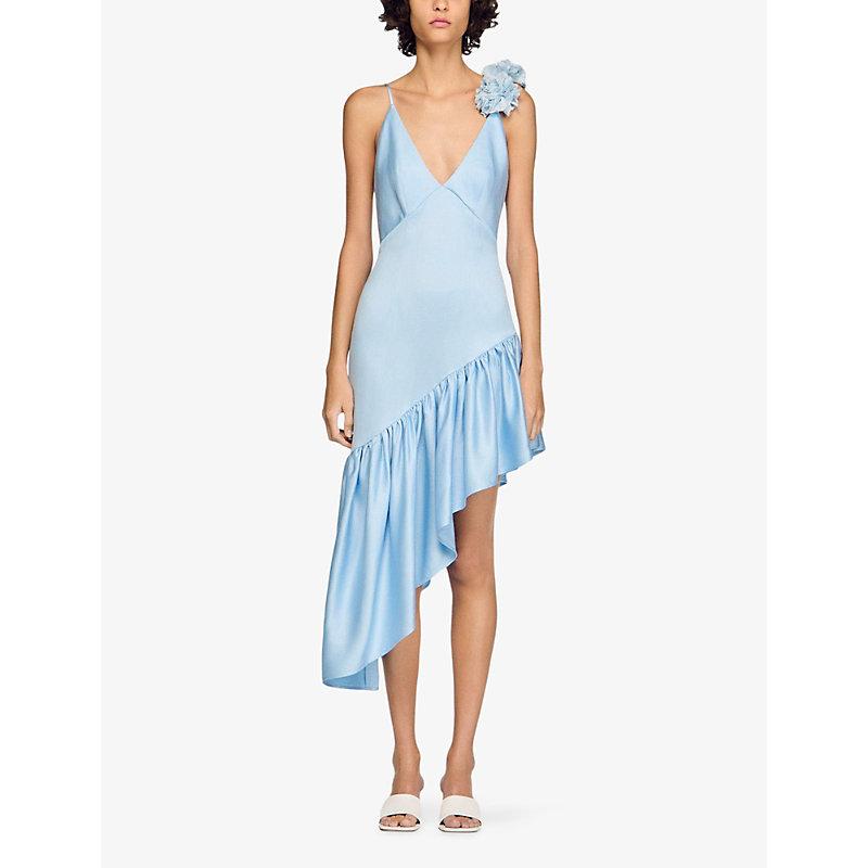 sandro one shoulder dress Sandro satin-effect Mini one-shoulder dress