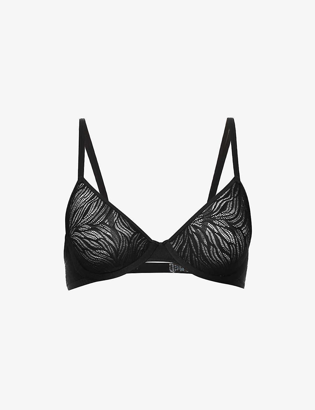 Calvin Klein Sheer Marquisette Embroidered Stretchlace Bra in Black Lyst