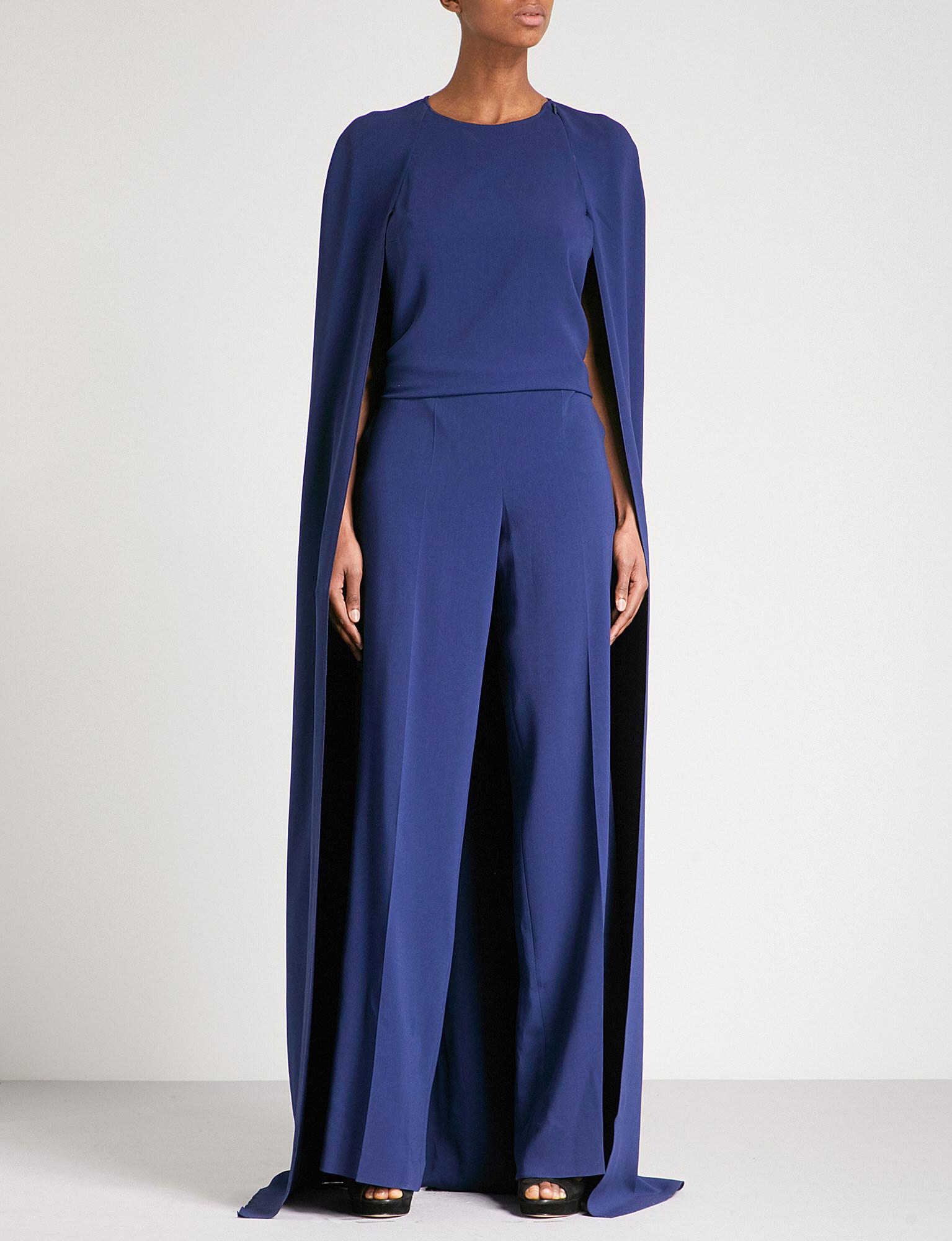 crepe jumpsuit with cape